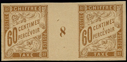 ** COLONIES GENERALES - Taxe - 24, Paire Millésime "8" (variété Chiffre Cassé): 60c. Brun - Other & Unclassified