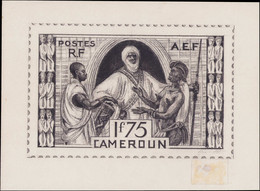 MAQ CAMEROUN - Poste - (162), Type Non Adopté "1.75f. Touareg & Fétiches", Maquette Au Crayon (240 X 160) Signée Cottet  - Other & Unclassified