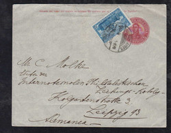 Argentina 1910 Uprated Stationery Envelope BUENOS AIRES To LEIPZIG Germany - Cartas & Documentos