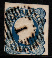 PORT008- PORTUGAL - KING PEDRO V. SC#:6. STRAIGHT HAIR-USED. SCV (2005):USD$ 25.00-BOTTOM LEFT CORNER CUT - Used Stamps