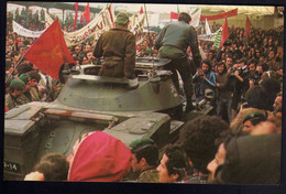 PORTUGAL PORTOGALLO 14 7 1975 REVOLUTION OF CARNOS 1974. RECOGNIZED INDEPENDENCE OF PORTUGUESE COLONIES CARD CARTOLINA - Andere & Zonder Classificatie