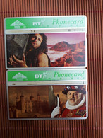 2 Phonecards Uk 100 Units  207B+207D Used  Rare - BT Herdenkingsuitgaven