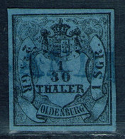 Blauer Einzeiler SANDE Auf 1/10 Thaler Blau - Oldenburg Nr. 2 III - Tadellos - Oldenbourg