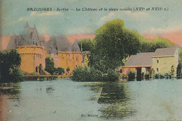 Vieux Moulin à Eau Et Chateau à Bazouges  . Water Mill . Roue à Aube - Water Mills