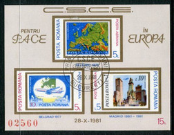 ROMANIA 1981 European Security Conference Block Used .  Michel Block 183 - Blocks & Sheetlets