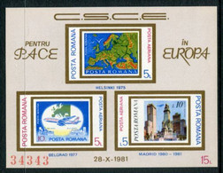 ROMANIA 1981 European Security Conference Block MNH / ** .  Michel Block 183 - Ongebruikt