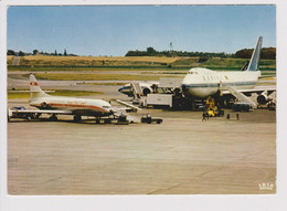 Vintage Rppc Sabena Belgium World Airlines Boeing 747 & Tunis Air Caravelle @ Brussels National Airport - 1919-1938: Entre Guerres