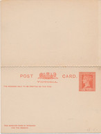 2 CARTES Entier Postaux  D' AUSTRALIE VICTORIA  REPLY One Penny AUSTRALIA - Lettres & Documents