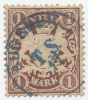 Briefmarke 1 Mark Stempel Blau Augsburg T.S. Telegraphen Stempel - Bayern (Baviera)