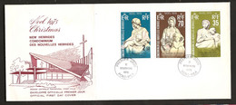 Nouvelles Hébrides 1975 N° 418 / 20 O FDC, Noël, Sculptures, Michel-Ange, Madone, Pitti, Bruges Eglise Catholique Taddei - FDC