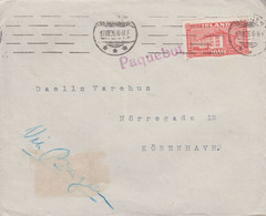 1926. ISLAND. 20 Aur REYKJAVIK. View On Ship Mail Cover To København Cancelled Paqueb... () - JF366953 - Briefe U. Dokumente