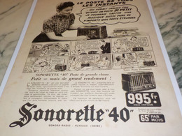 ANCIENNE PUBLICITE POSTE RADIO SONORETTE 40 1939 - Andere & Zonder Classificatie