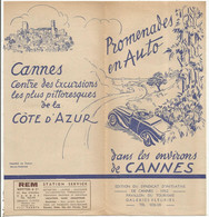 Dépliant Touristique , Promenades En Auto Dans Les Environs  De CANNES, 1952 , 8 Pages , 3 Scans , Frais Fr 1.75e - Tourism Brochures