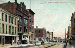 PC CPA US, ILLINOIS, ROCKFORD, EAST STATE STREET, VINTAGE POSTCARD (b8213) - Rockford