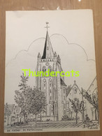 ORIGINELE GROTE TEKENING DOOR PAUL GHYSELEN GHIJSELEN 1989 DE PANNE ST PIETERSKERK - Dessins