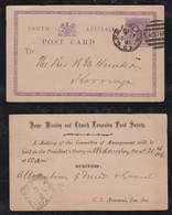 South Australia 1891 Stationery Postcard ADELAIDE To KOORINGA Private Imprint Mission Fund - Cartas & Documentos