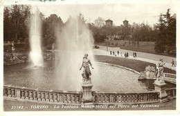 9608"TORINO-LA FONTANA MONUMENTALE NEL PARCO DEL VALENTINO "ANIMATA-VERA FOTOGRAFIA-CARTOLINA SPEDITA 1934 - Parken & Tuinen