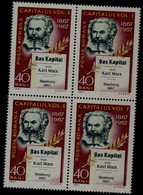 ROMANIA 1967 KARL MARX BLOCK OF 4 MI No 2629 MNH VF!! - Neufs