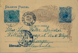 1904 BRASIL , ENTERO POSTAL CIRCULADO ,PORTO ALEGRE - HAMBURGO , LLEGADA , FR. COMPLEMENTARIO - Entiers Postaux