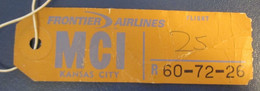 FRONTIERS DENVER KANSAS ARIZONA AIRWAYS AIRLINE TAG STICKER LABEL TICKET LUGGAGE BUGGAGE PLANE AIRCRAFT AIRPORT - Etichette Da Viaggio E Targhette