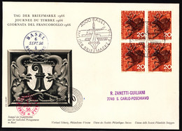 J212 Edelhirsch Auf Ofiziellem Sonderumschalg "Tag Der Briefmarke" Mit Stempel Tag Der Briefmarke 1966 - BASEL - Giornata Del Francobollo