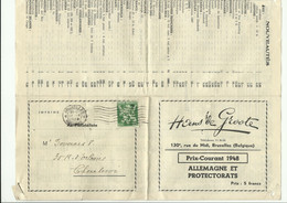 10c. LION V Obl Mécanique De BRUXELLES 1 Sur Enveloppe Publicitaire (multiples : Prix-courant Hans De Groote Timbre ) Du - Lettres & Documents