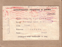 CORRISPONDENZA PRIGIONIERI DI GUERRA , CARTE PRISONNIER DE GUERRE ITALIEN PRETORIA AFRIQUE DU SUD POUR SAVONA ITALIE - Other & Unclassified