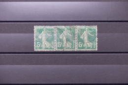 FRANCE - Variété - N° Yvert 137 - Type Semeuse - Bande De 3 Impression Avec Nuages - Oblitérés - L 74029 - Gebruikt