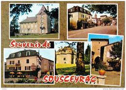 Carte Postale 46. Sousceyrac  Hotel Prunet  Chateau De Grignac  Chateau De Fraysse Trés Beau Plan - Sousceyrac
