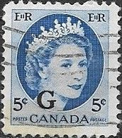 CANADA 1955 Official - Queen Elizabeth II - 5c - Blue FU - Overprinted