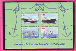 FEUILLET N° 5 DE CHEZ YVERT LES BATEAUX DE SAINT PIERRE ET MIQUELON LE RADAR II / SPM RORO / PINTA / PASCAL-ANNIE - Blocks & Kleinbögen