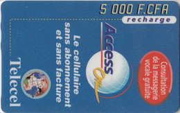 Ivory Coast Telecel 5000F.CFA Recharge - Ivoorkust