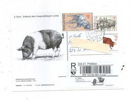 Czech Republic 2020 - Domestic Breed Of Pig "presticke Black-spotted", Spec. Postcard And Registered Label, Nice Stamps! - Farm