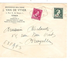 REF2030/ TP 724T-724R S/L.Brasserie - Malterie J.Van De Vyver Ypres C.T.T.Ieper 22/7/1946 > Brasserie Roelants BXL -10% - 1946 -10%