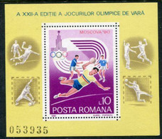 ROMANIA 1980 Olympic Games, Moscow Block MNH / **.  Michel Block 171 - Blokken & Velletjes