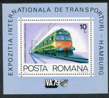 ROMANIA 1979 Transport Exhibition Block MNH / **.  Michel Block 166 - Unused Stamps