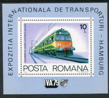 ROMANIA 1979 Transport Exhibition Block MNH / **.  Michel Block 166 - Blocks & Sheetlets