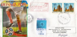 Lettre FIFA WORLD CUP RUSSIA ,adressée Andorra,pendant Confinement CORONAVIRUS,avec Vignette Prevention COVID19 - 2018 – Rusland