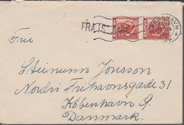 1946. ISLAND. 2 Ex 25 Aur Fish On Ship Mail Cover To København Cancelled FRA ISLAND +... () - JF366962 - Lettres & Documents