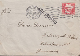 1934. ISLAND. 20 Aur GULLFOSS On Ship Mail Cover To København Cancelled FRA ISLAND + ... () - JF366967 - Lettres & Documents