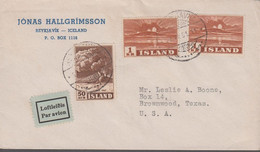 1948. ISLAND. Volcano Hekla. 50 Aur + 2 Ex 1 Kr. On Cover To Brownwood, Texas, USA Fr... (Michel 252+) - JF367004 - Cartas & Documentos