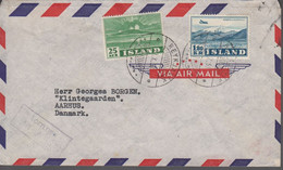 1952. ISLAND. Airmail. 1,80 Kr. + 25 AUR HEKLA. On AIR MAIL Cover To Aarhys, Danmark ... (Michel 278+) - JF367011 - Lettres & Documents