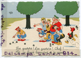 - 33 A - .Les Gasters, Chef, Neuve, Illustrateurs, A. Dubout, 1958, Signée, Partie De Boules, TTBE, Scans. - Dubout