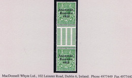 Ireland 1922-23 Thom Saorstat ½d Green Gutter Pair Fresh Mint Unmounted, Folded. - Neufs