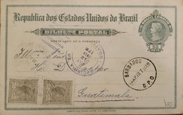 A) 1919, BRAZIL, POSTAL STATIONARY, FROM BARBADOS TO GUATEMALA, LIBERTY STAMP, AMERICAN BANK NOTE - Covers & Documents