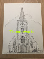 ORIGINELE GROTE TEKENING DOOR PAUL GHYSELEN GHIJSELEN 1990 BEERST DIKSMUIDE ST WANDRIELKERK - Dessins