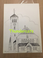 ORIGINELE GROTE TEKENING DOOR PAUL GHYSELEN GHIJSELEN 1990 DE PANNE O L VROUWKERK - Dessins