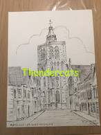 ORIGINELE GROTE TEKENING DOOR PAUL GHYSELEN GHIJSELEN 1990 POPERINGE ST BERTINUSKERK  POPERINGHE - Dessins