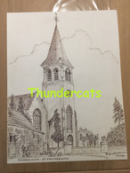 ORIGINELE GROTE TEKENING DOOR PAUL GHYSELEN GHIJSELEN 1990 NOORDSCHOTE ST BARNABASKERK - Dessins