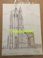 ORIGINELE GROTE TEKENING DOOR PAUL GHYSELEN GHIJSELEN 1990 ESEN ST PIETERSKERK - Dessins